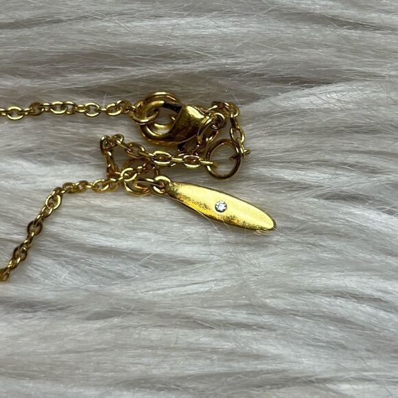 Sole/Society Bohemian Almond Shaped Statement Necklace Blue and Gold - Picture 5 of 6